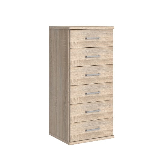 Marino Wooden Chest Of Drawers Tall In Oak Effect And 6 Drawers