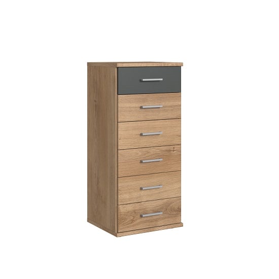 Read more about Marino chest of drawers tall in planked oak effect and graphite