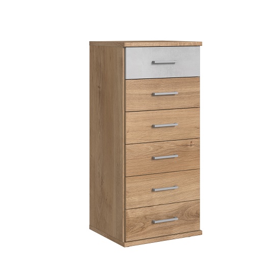 Read more about Marino chest of drawers tall in planked oak effect light grey