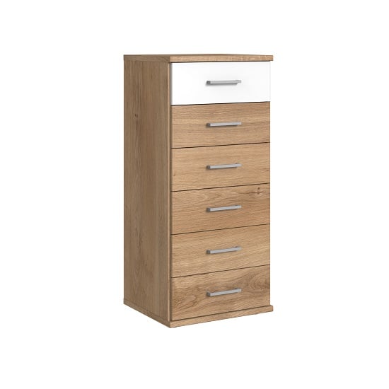 Read more about Marino chest of drawers tall in planked oak effect and white