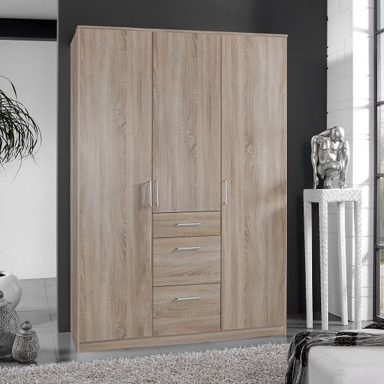 Photo of Marino wardrobe in oak effect with 3 doors and 3 drawers