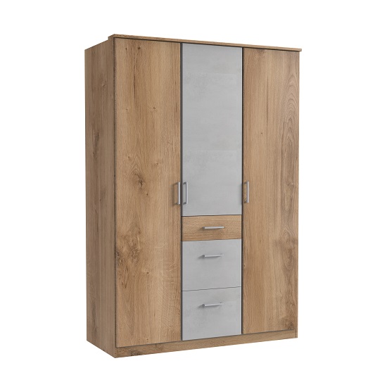 Read more about Marino wardrobe in planked oak effect and light grey