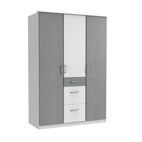 Read more about Marino wardrobe in white and light grey with 3 doors