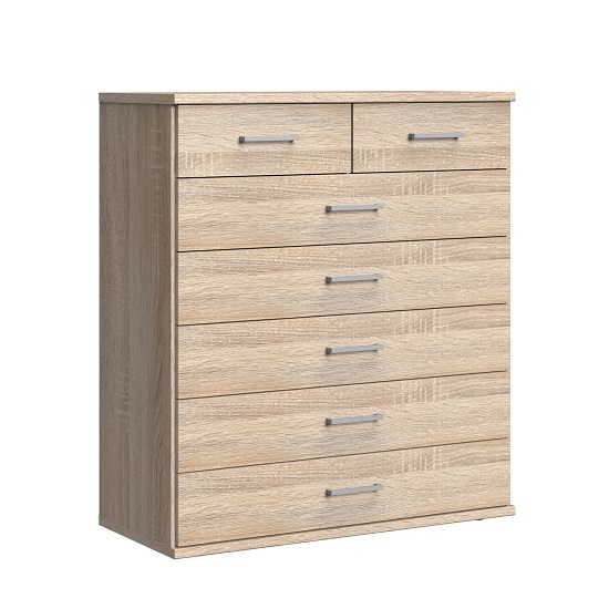 Marino Wooden Chest Of Drawers Wide In Oak Effect And 7 Drawers