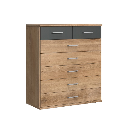 Read more about Marino chest of drawers wide in planked oak effect and graphite