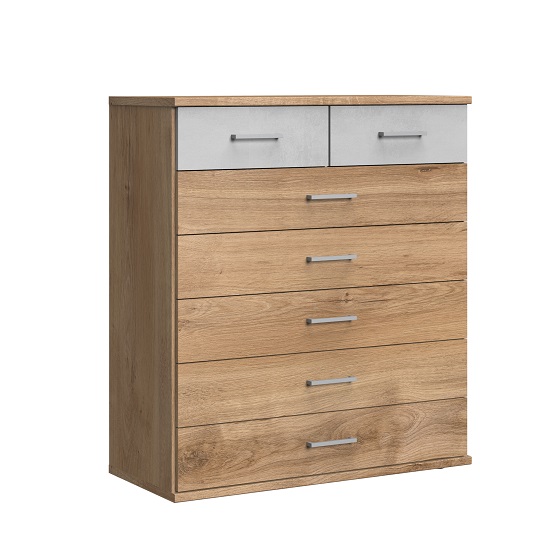 Read more about Marino chest of drawers wide in planked oak effect light grey