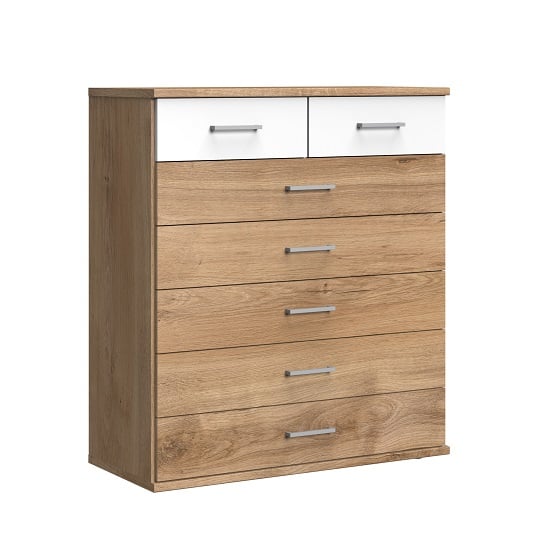 Read more about Marino chest of drawers wide in planked oak effect and white