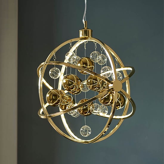 Product photograph of Marion Clear Glass Spheres Ceiling Pendant Light In Gold from Furniture in Fashion