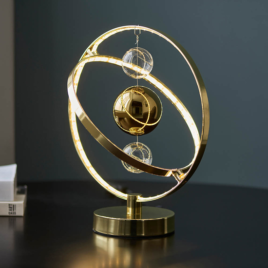 Marion Clear Glass Suspended Spheres Table Lamp In Gold_2