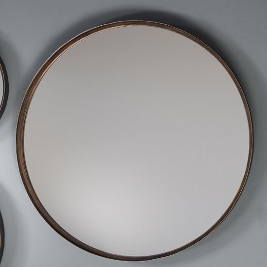 Photo of Marion large round wall bedroom mirror in bronze frame