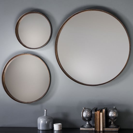 Marion Medium Round Wall Bedroom Mirror In Bronze Frame_4