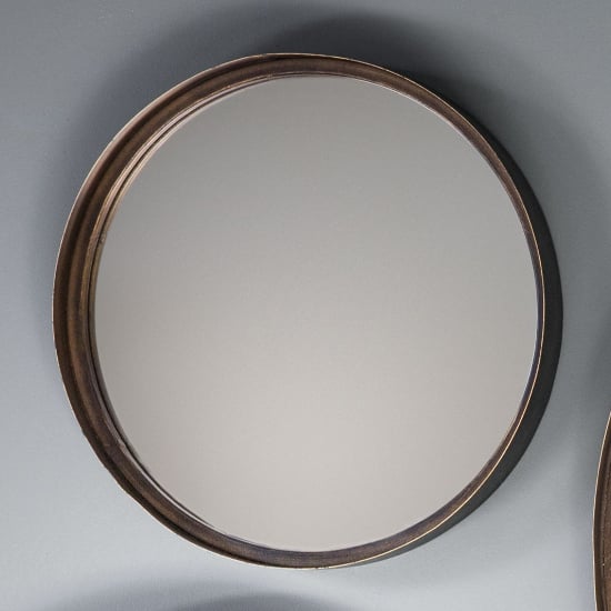 Product photograph of Marion Medium Round Wall Bedroom Mirror In Bronze Frame from Furniture in Fashion