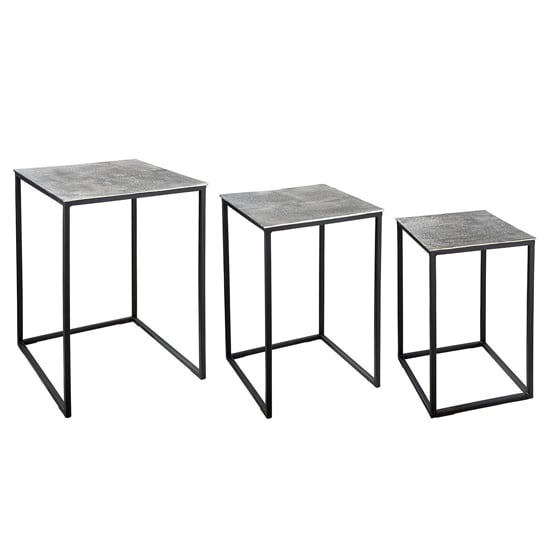 Marion Metal Set Of 3 Side Tables In Silver And Black