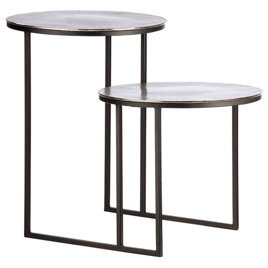 Marion Metal Side Table Double In Silver And Black