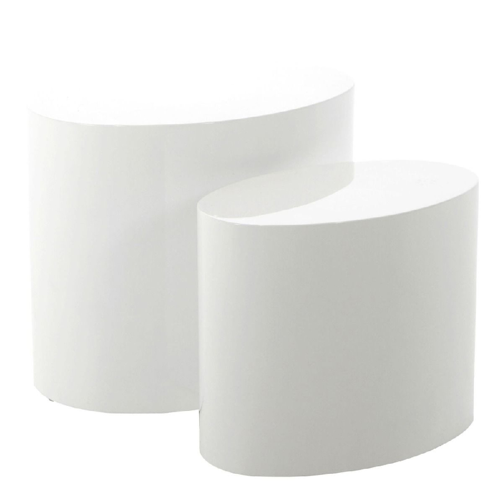 Marion Wooden Nesting Coffee Tables Oval In White