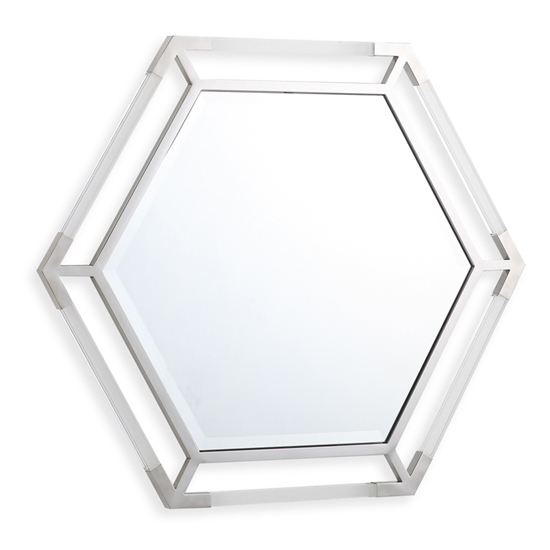 Marisa Hexagonal Wall Mirror In Gold Silver Frame Furniture in Fashion