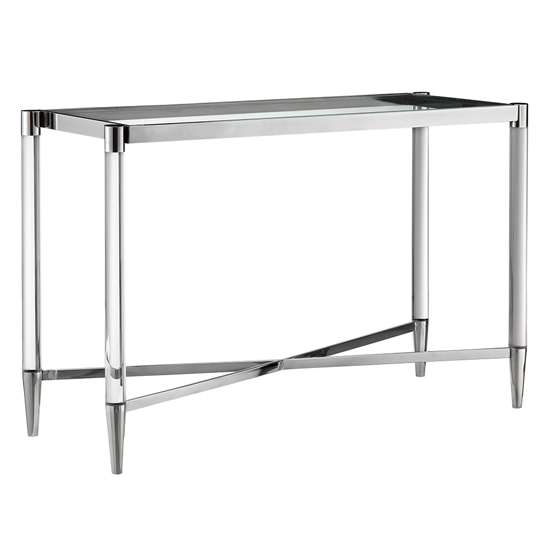 Marisa Rectangular Clear Glass Console Table With Gold Frame