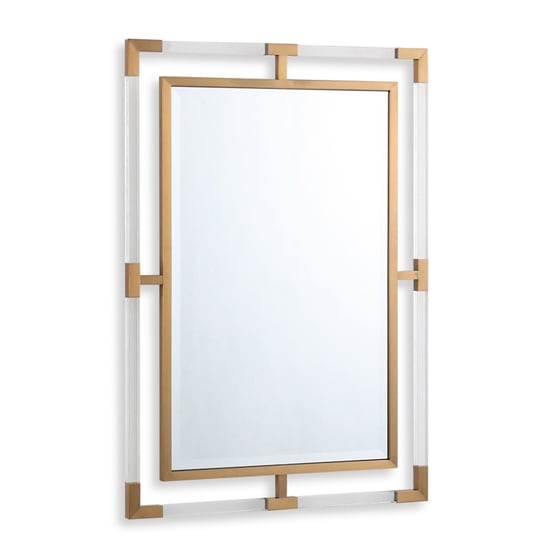 Marisa Rectangular Wall Mirror In Gold Wooden Frame Furniture in Fashion