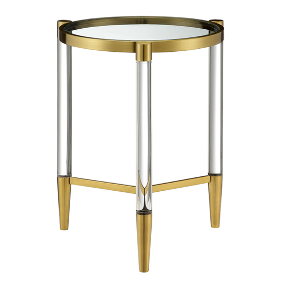 Marisa Round Clear Glass Lamp Table With Gold Frame Furniture in Fashion