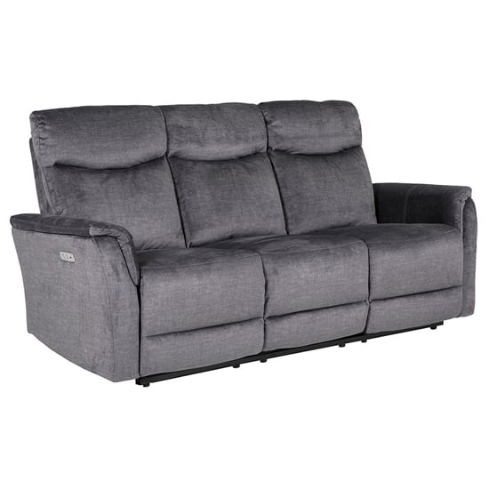 Product photograph of Maritime Electric Recliner Fabric 3 Seater Sofa In Graphite from Furniture in Fashion