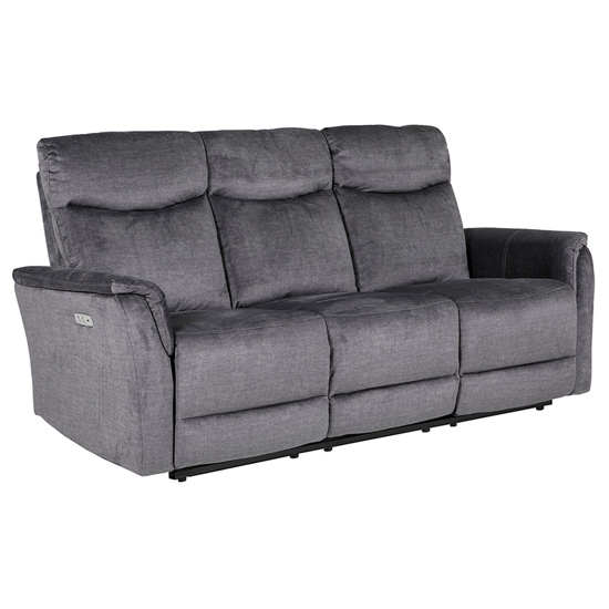 Read more about Maritime electric recliner fabric 3 seater sofa in graphite
