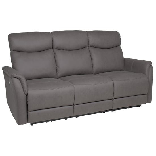 Product photograph of Maritime Electric Recliner Fabric 3 Seater Sofa In Grey from Furniture in Fashion