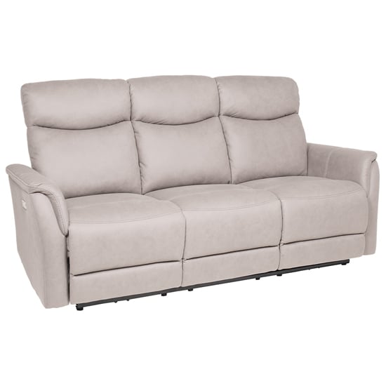 Maritime Electric Recliner Fabric 3 Seater Sofa In Taupe