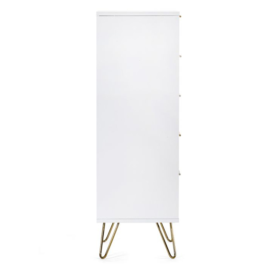 Marius Tall Wooden Chest Of 5 Drawers In Matt White