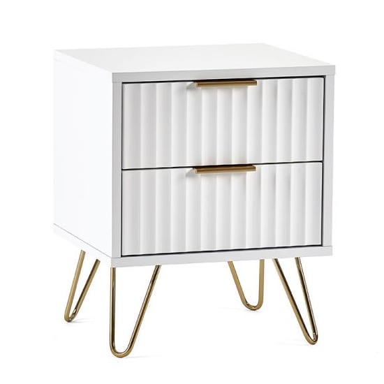 Marius Wooden Bedside Cabinet With 2 Drawers In Matt White