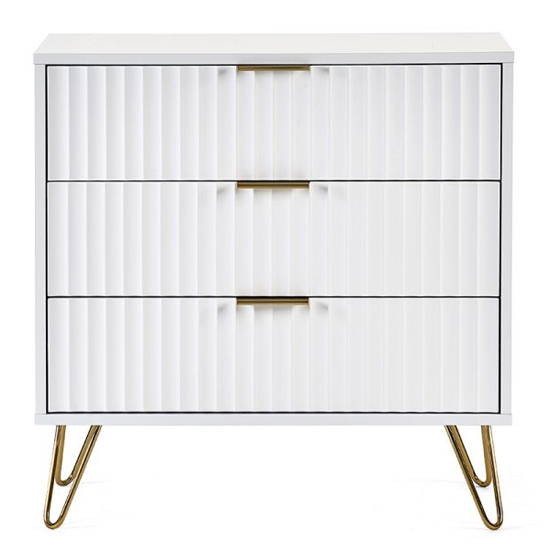 Marius Wooden Chest Of 3 Drawers In Matt White