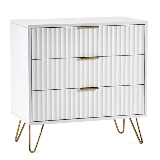 Marius Wooden Chest Of 3 Drawers In Matt White