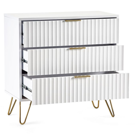 Marius Wooden Chest Of 3 Drawers In Matt White