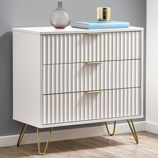 Read more about Marius wooden chest of 3 drawers in matt white