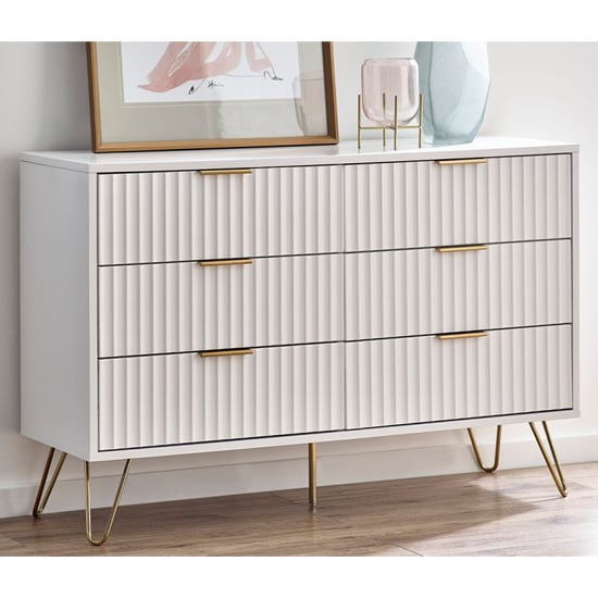 Read more about Marius wooden chest of 6 drawers in matt white