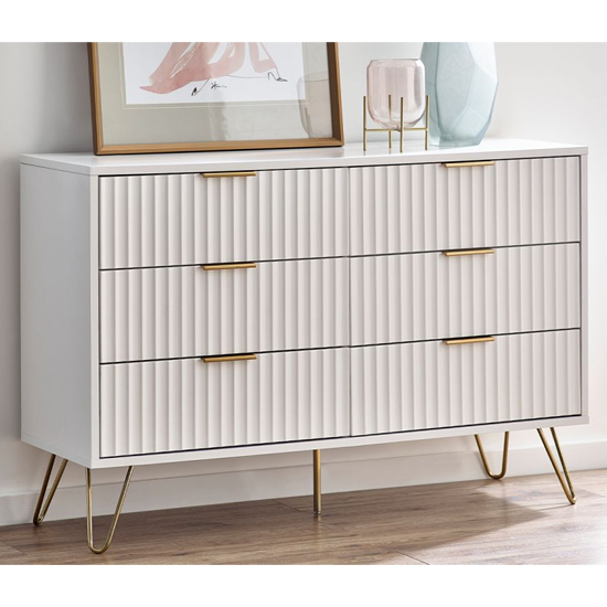 Photo of Marius wooden chest of 6 drawers in matt white