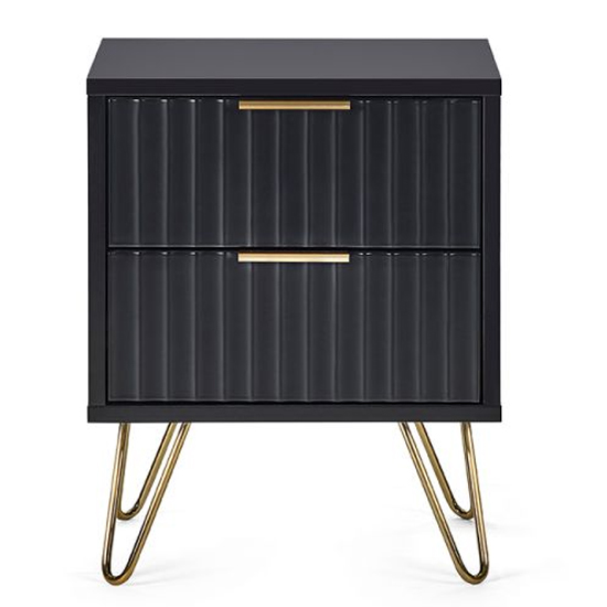 Marius Wooden Lamp Table With 2 Drawers In Matt Black_2
