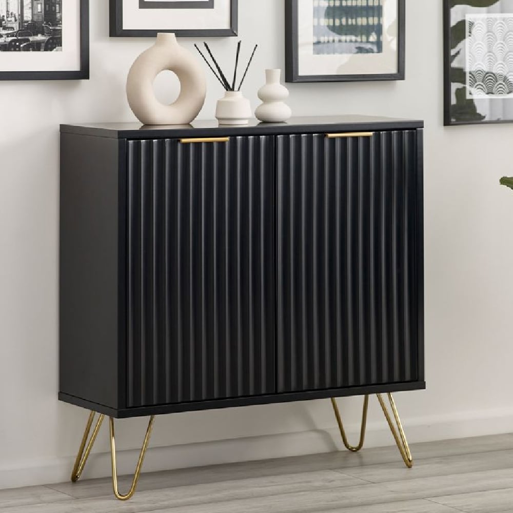Read more about Marius wooden storage cabinet with 2 doors in matte black