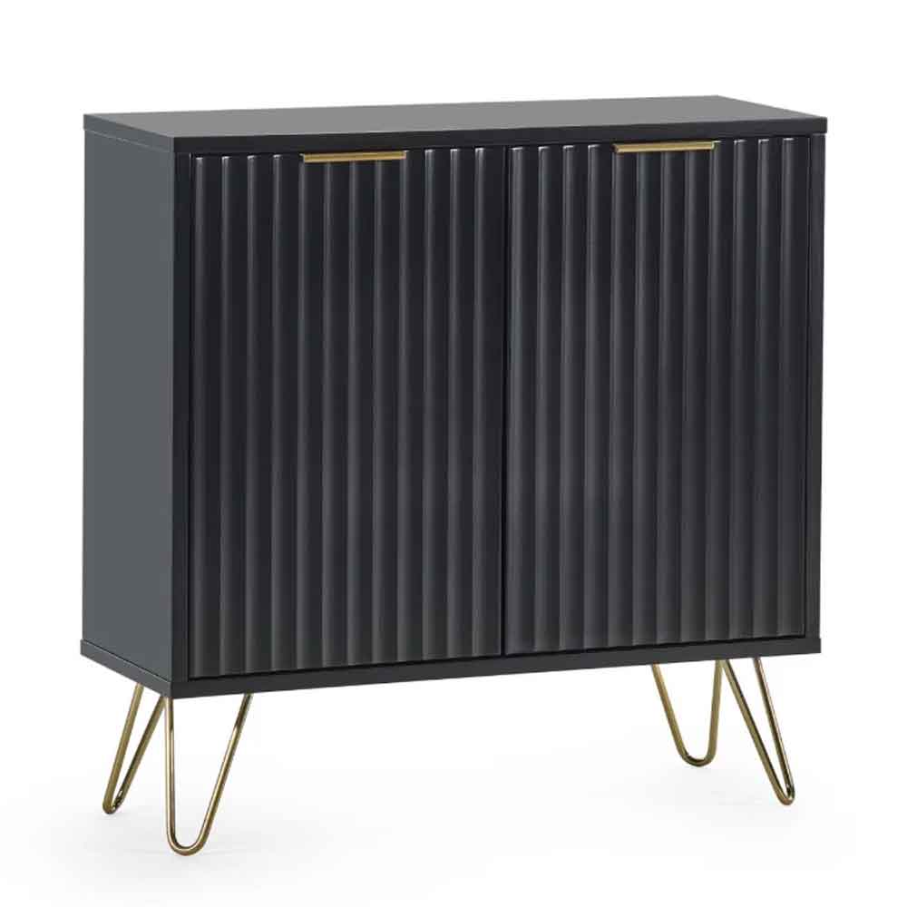 Marius Wooden Storage Cabinet with Gold Metal Legs in Matt Black