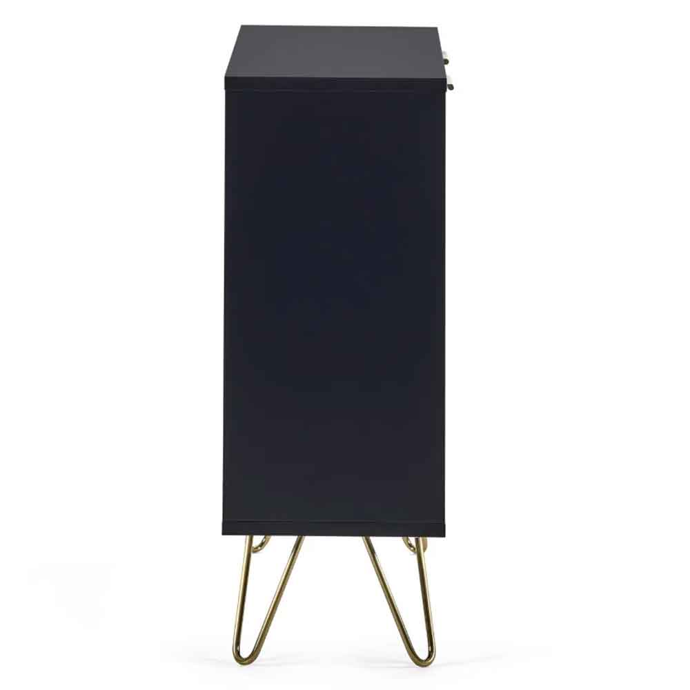 Marius Wooden Storage Cabinet with Gold Metal Legs in Matt Black