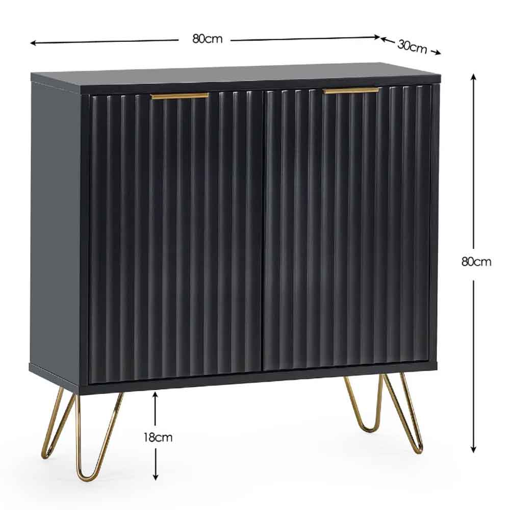 Marius Wooden Storage Cabinet with Gold Metal Legs in Matt Black