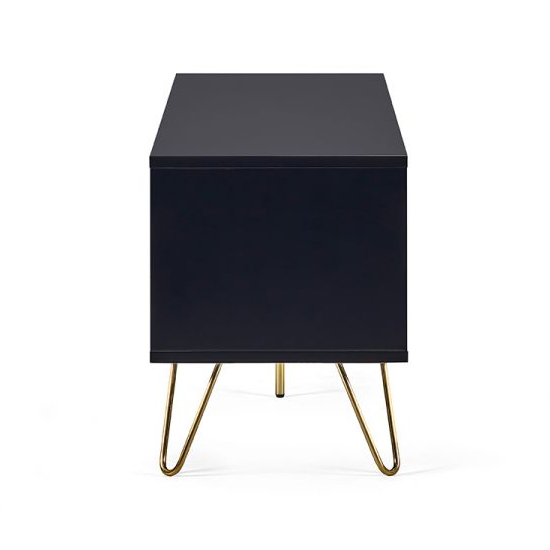 Marius Wooden TV Stand With 2 Doors In Matt Black