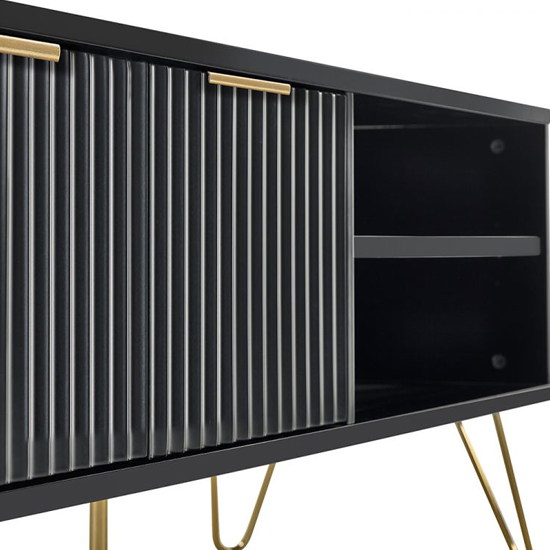 Marius Wooden TV Stand With 2 Doors In Matt Black