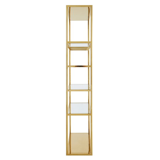 Markeb Bar Shelving Unit In Gold With Glass Rack FiF