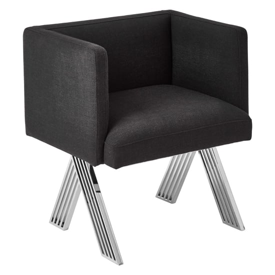 Product photograph of Markeb Black Fabric Dining Chair With Silver Steel Frame from Furniture in Fashion