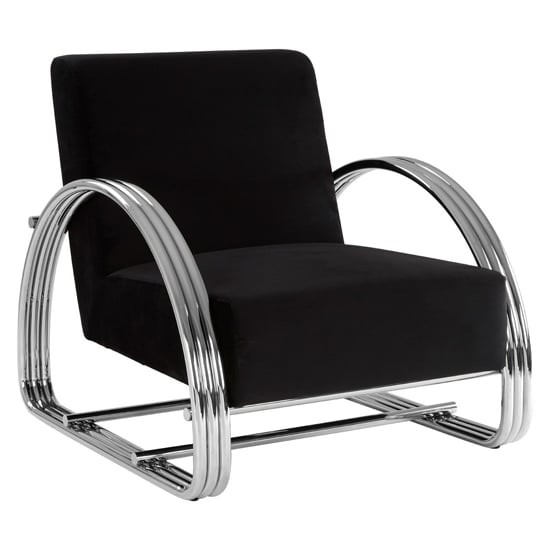 Markeb Black Fabric Leisure Chair With Silver Steel Frame_1