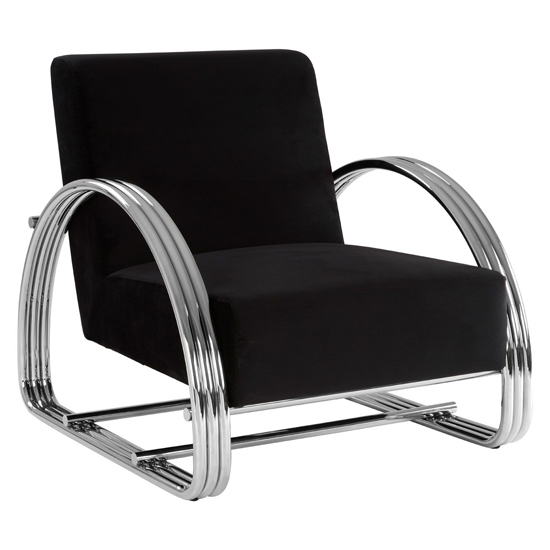 Photo of Markeb black fabric leisure chair with silver steel frame