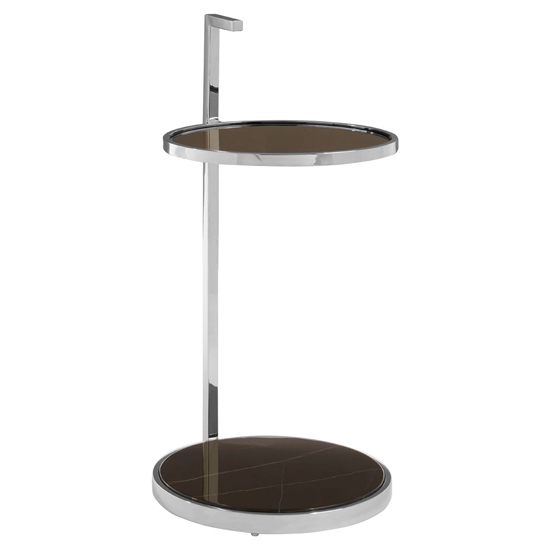 Markeb Black Glass Top End Table With Silver Steel Frame