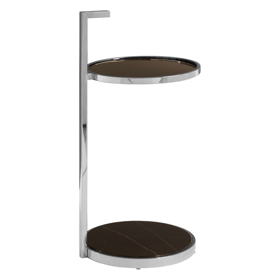 Markeb Black Glass Top End Table With Silver Steel Frame_3