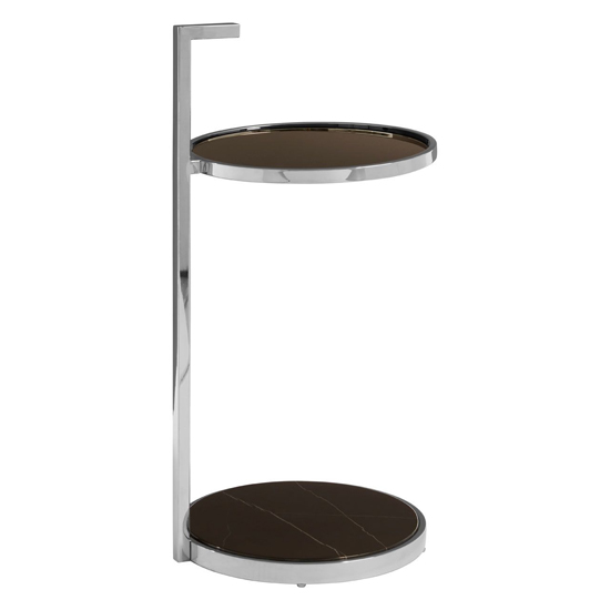 Markeb Black Glass Top End Table With Silver Steel Frame