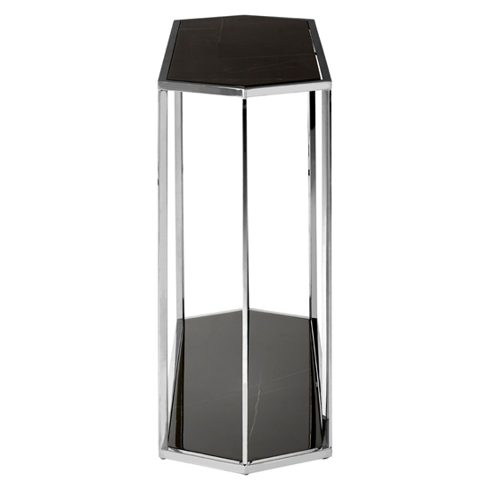 Markeb Black Marble Console Table With Silver Steel Frame